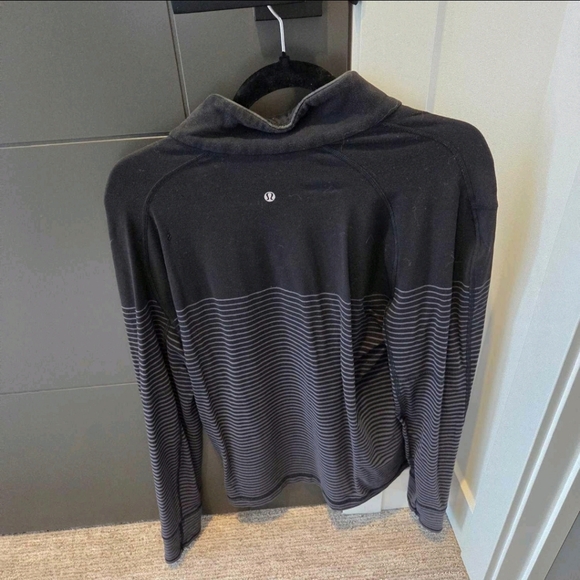 Lululemon Sweat Session 1/2 Zip Ombre Stripe Black Coal - Picture 3 of 5